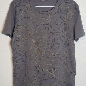 Versace Collection Metallic Embellishments T-shirt Short Sleeve Gray XL